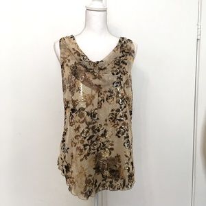 NWT! JTB cowl neck blouse w sequin underlay.